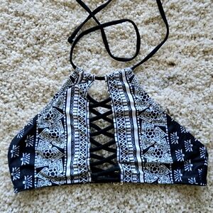 Black and White Halter Bikini Top